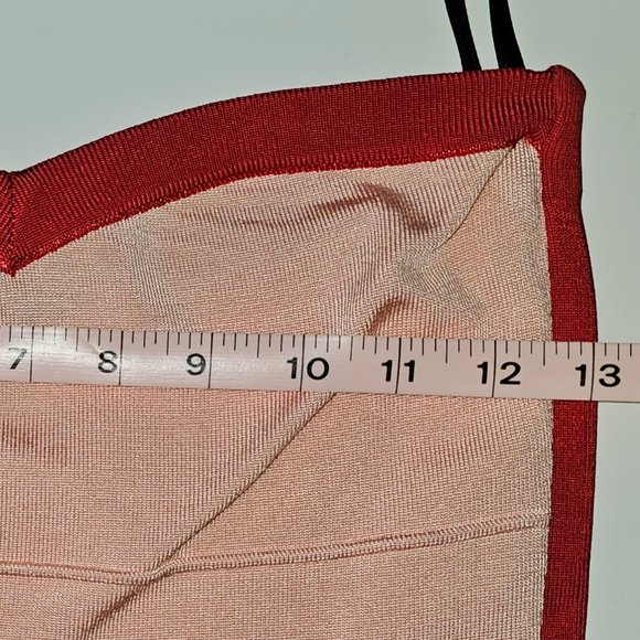 Coral Colored Bodycon Bebe Dress - Picture 4 of 7